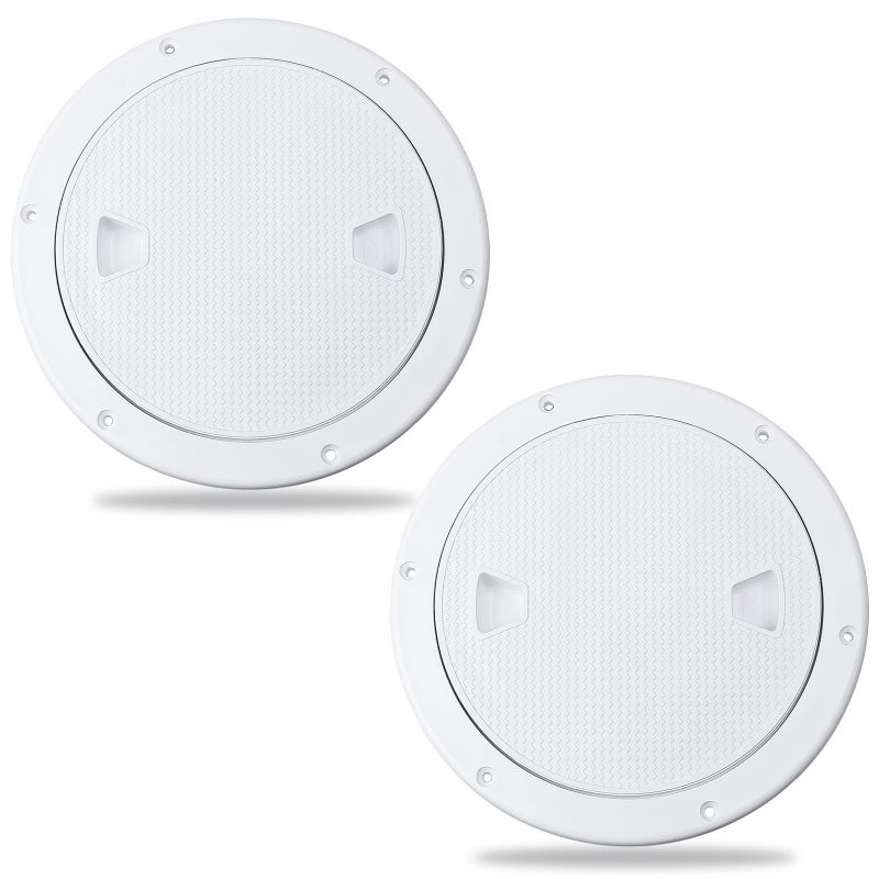 NovelBee 2pcs Boat Round Deck Plate Non Slip Inspection Hatch,Marine Access Hatch with Detachable Cover for Boat RV Kayaks Yacht (White, 6") - Image 1